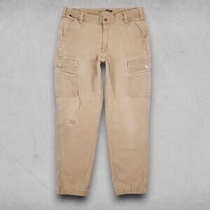 Carhartt FR Cargo Pants Men 38x32 Tan CAT 2 Canvas Relaxed Fit Distressed Worn